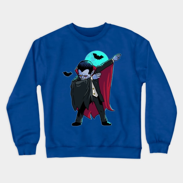 Dabbing Dracula Vampire Crewneck Sweatshirt by vo_maria